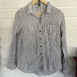 Lucky Brand Black and White Striped Women's Button Down Shirt